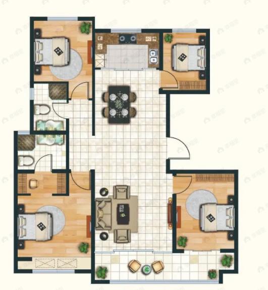 恒兴·幸福城4室2厅2卫户型图