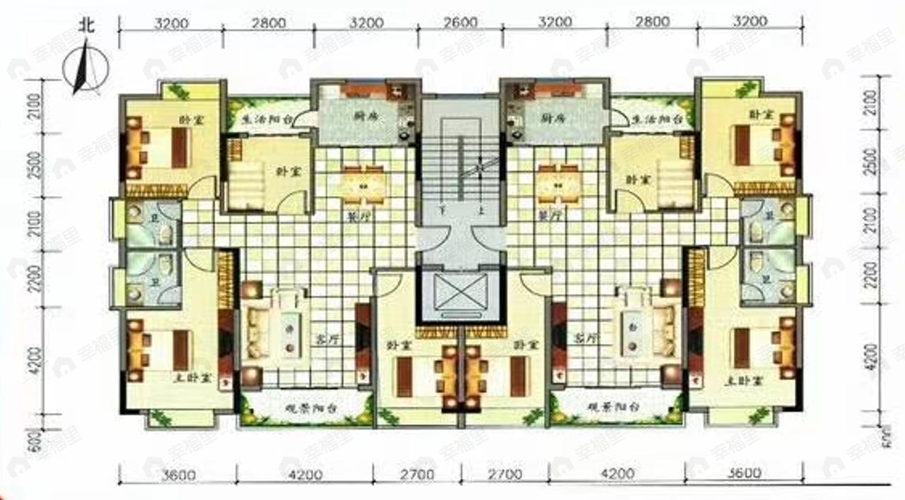 4室2厅2卫建面135m²户型图