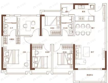 泰福名苑2期5室2厅2卫户型图