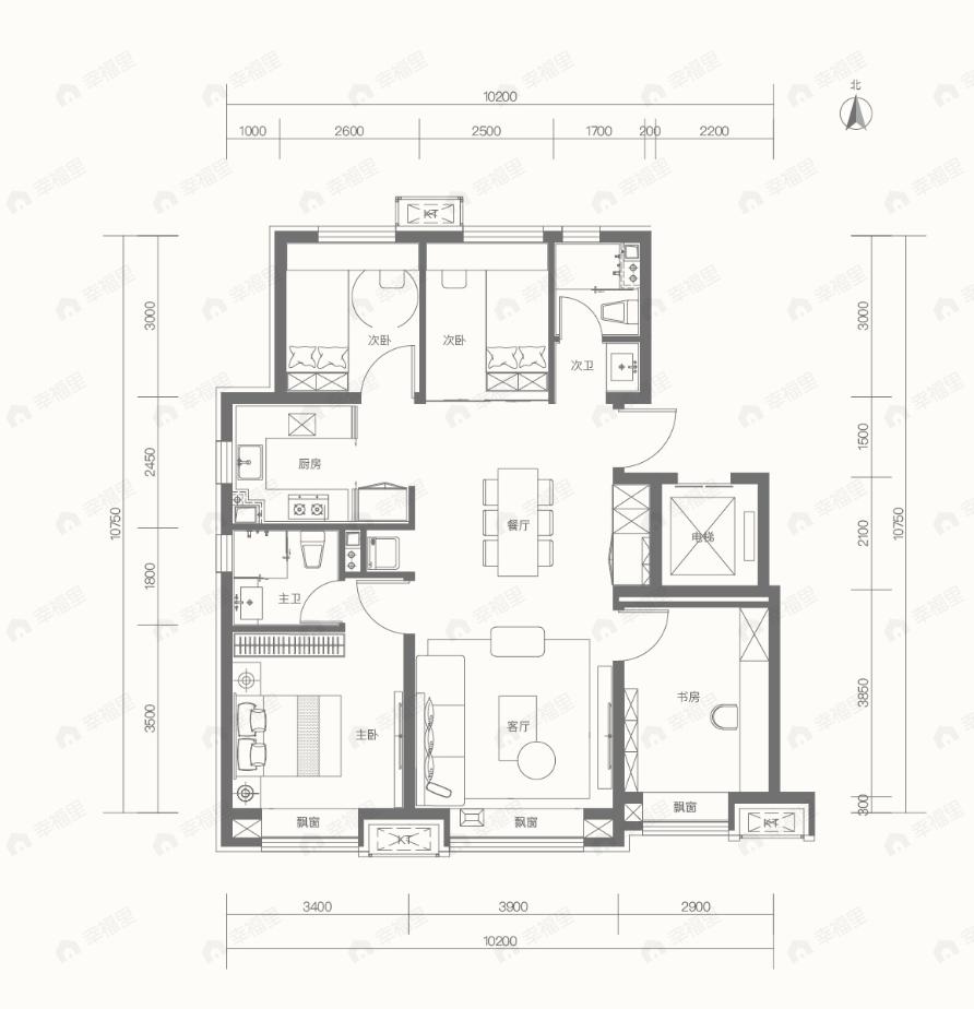 长安润璟4室2厅2卫户型图