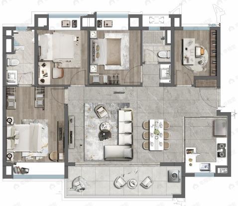 保利和颂4室2厅2卫户型图