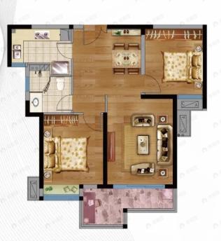 山海观2室2厅1卫户型图
