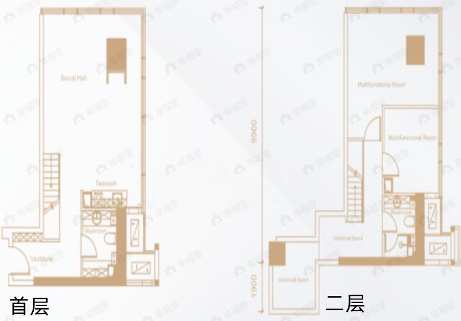 天朗东方印2室1厅2卫户型图
