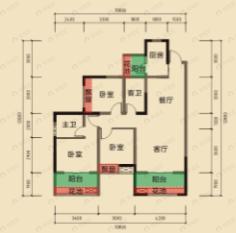 欣泽蜀北府邸3室2厅2卫户型图