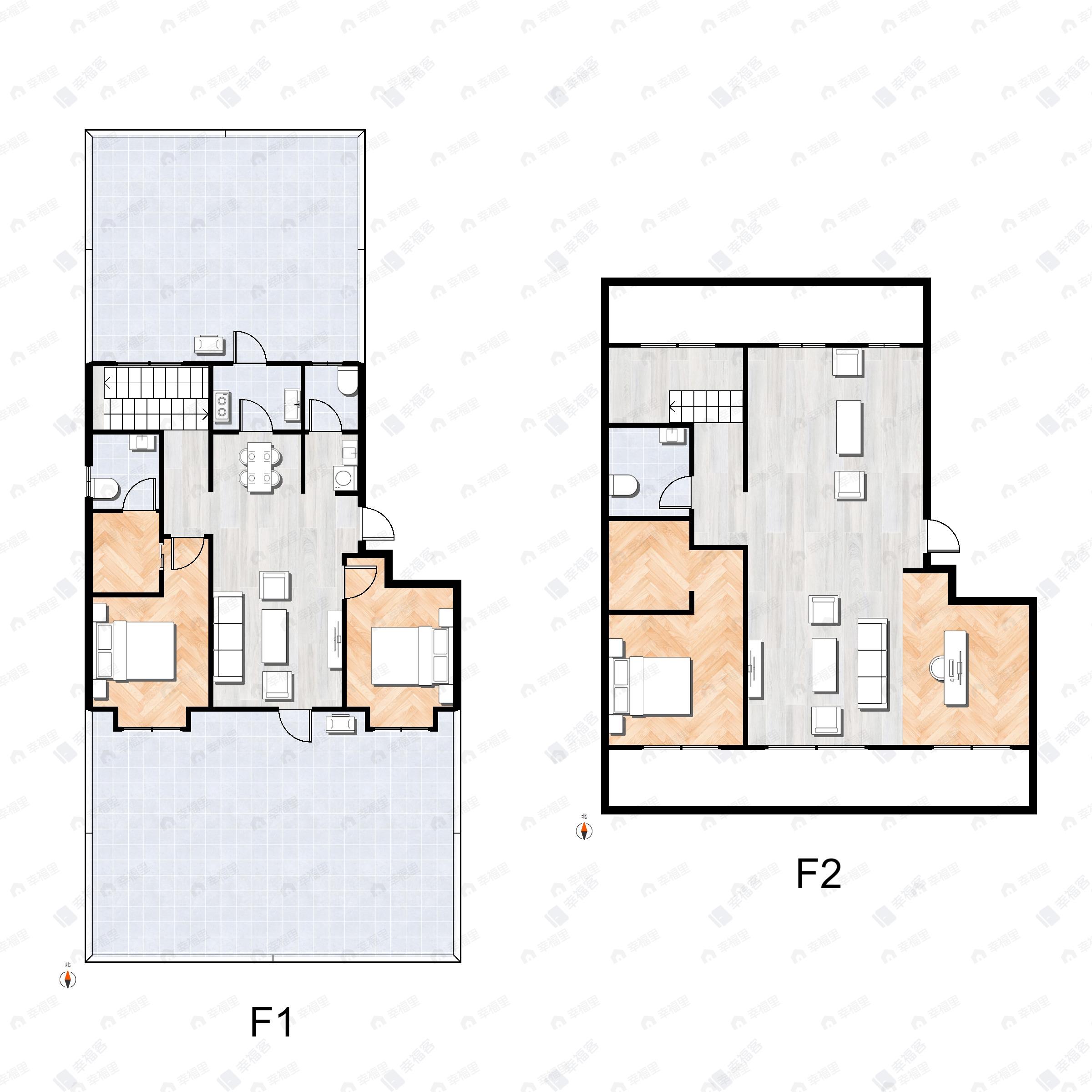 3室4厅3卫建面198平北|南户型图