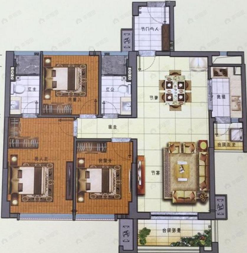 江山一品3室2厅2卫户型图