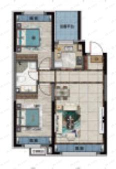 青阳华府2室2厅1卫户型图