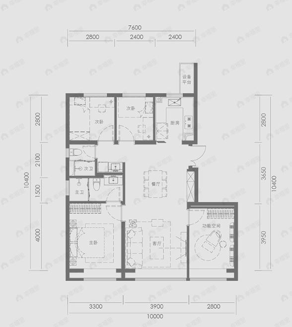 绿城晓风印月4室2厅2卫户型图