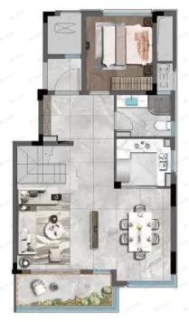 3室2厅3卫建面154m²南户型图