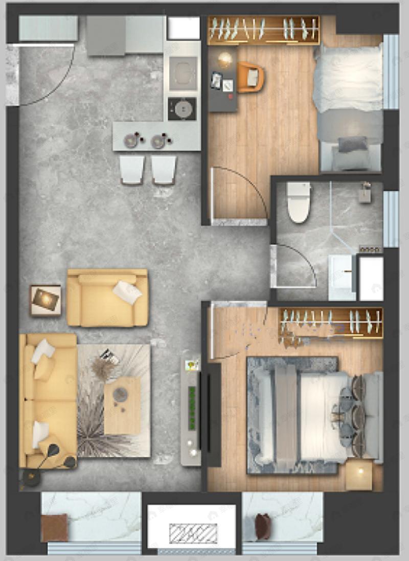 合景汇峰2室1厅1卫户型图