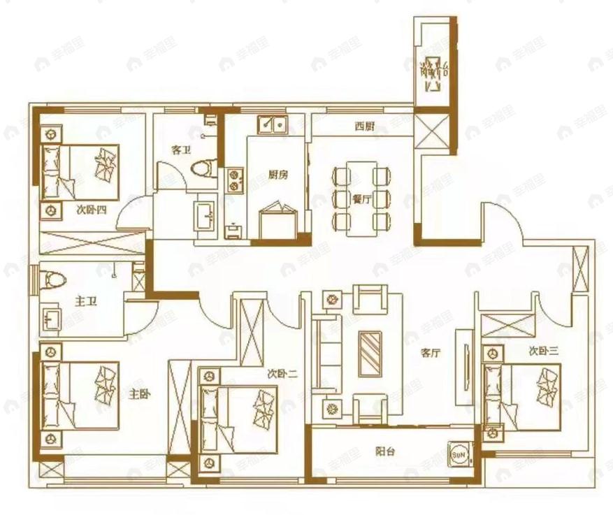 仁和里4室2厅2卫户型图