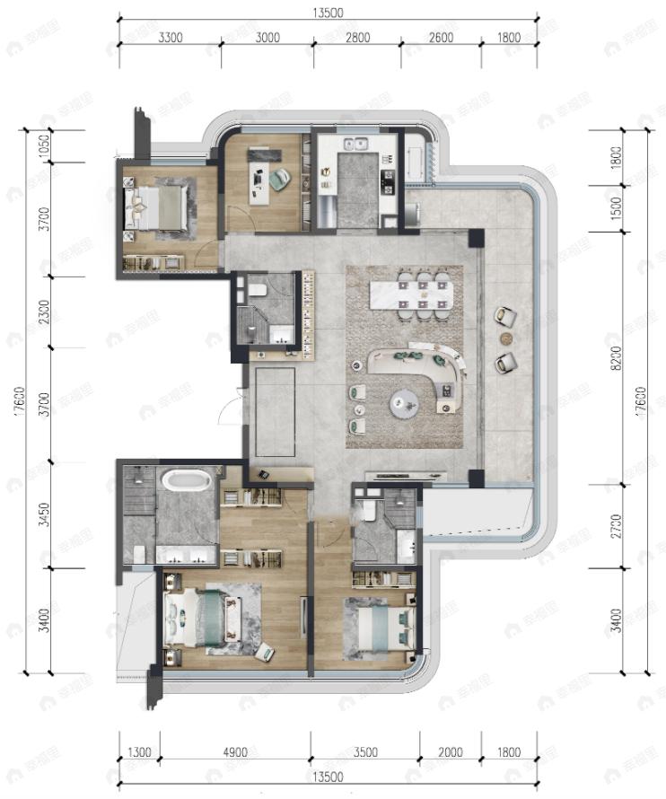 德信弘阳湖畔云璟4室2厅3卫户型图