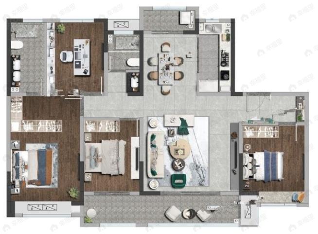 上河雲璟4室2厅2卫户型图
