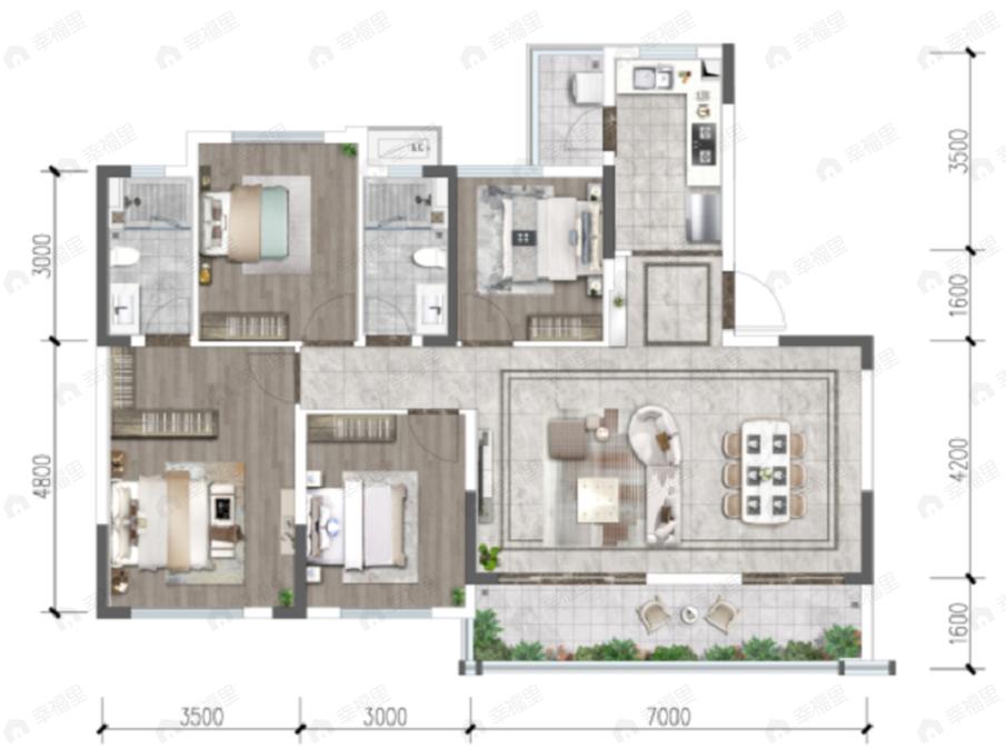 锦绣和鸣4室2厅2卫户型图