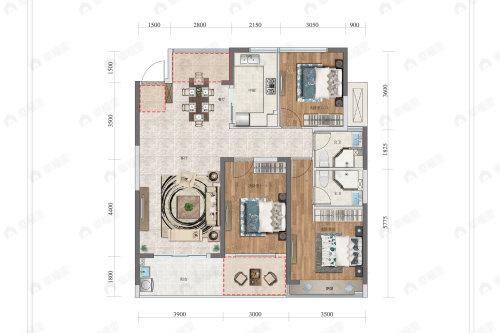绿城诚园3室2厅2卫户型图