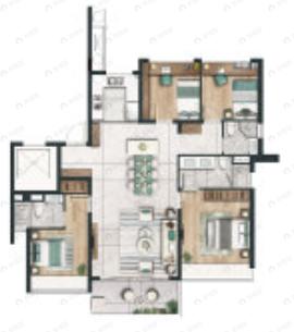 华侨城欢乐天地4室2厅2卫户型图