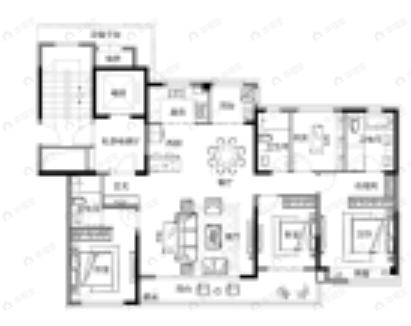 4室2厅3卫建面167平北|南户型图