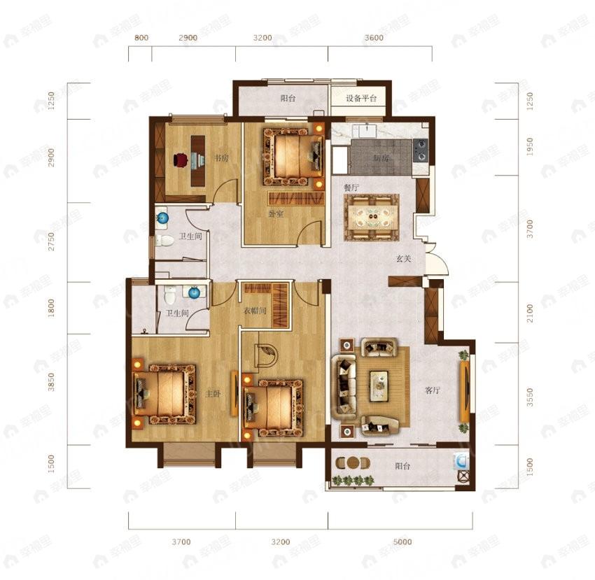 清江山水九程4室2厅2卫户型图