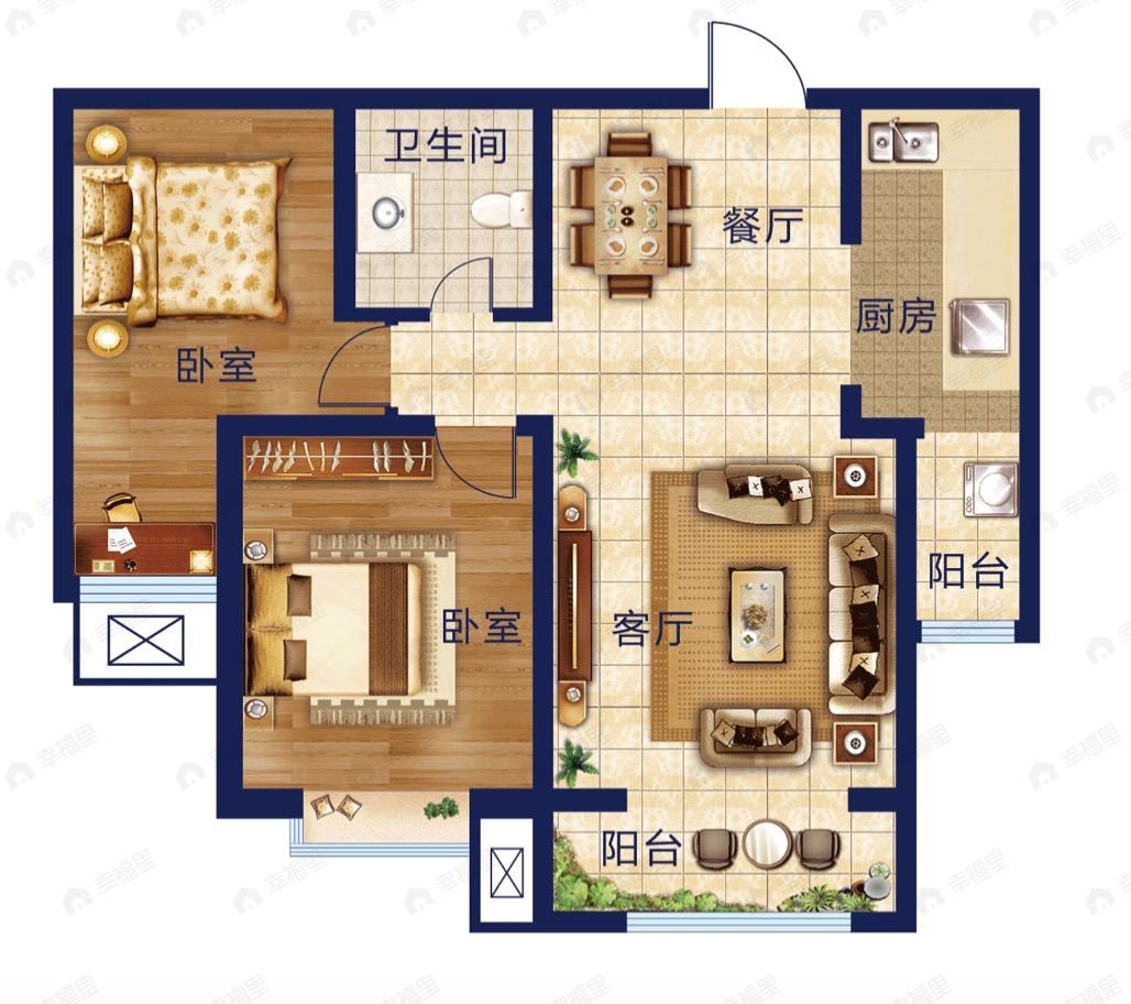 九洲城二期2室2厅1卫户型图