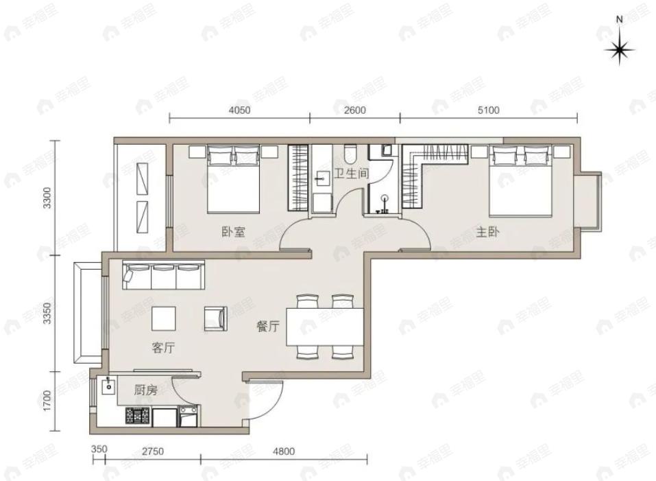 北京东湾2室2厅1卫户型图