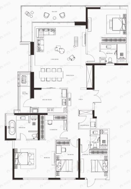 联投中心4室2厅3卫户型图