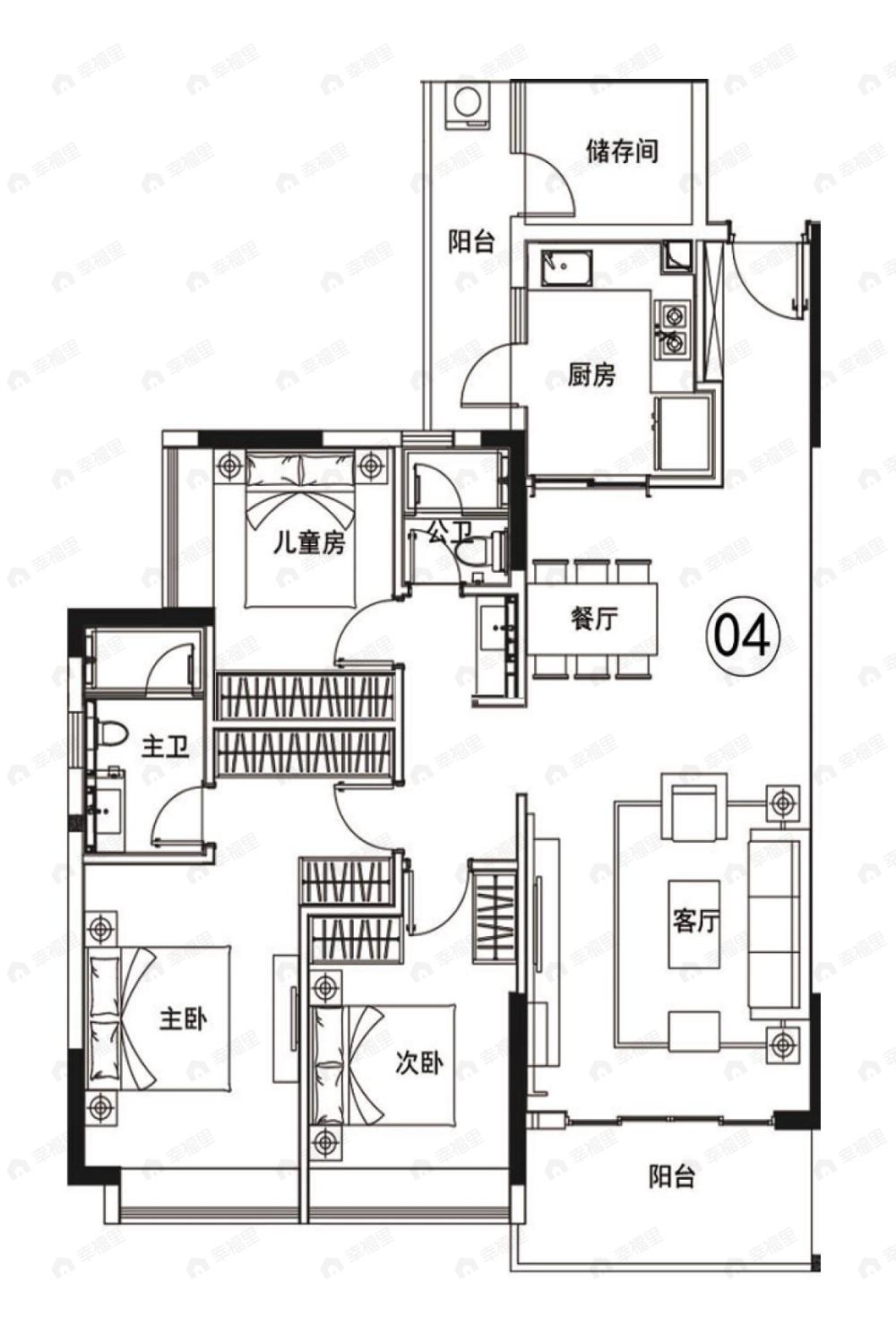 慧源山庄4室2厅2卫户型图