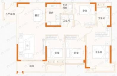 东方名都4室2厅2卫户型图