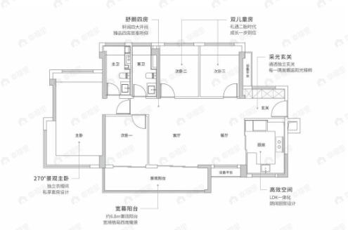 深业颐樾府4室2厅2卫户型图