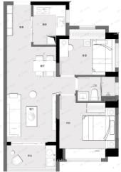 保利明玥澜岸花园2室2厅1卫户型图