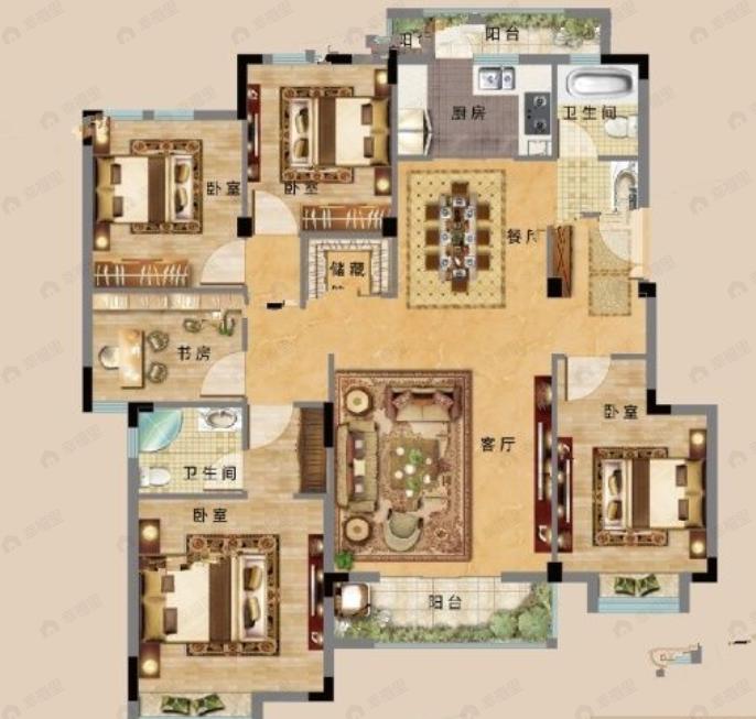 加州橘郡5室2厅2卫户型图