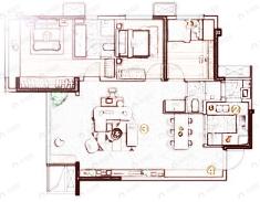 新希望万科知园3室2厅2卫户型图