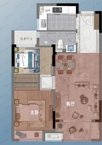 恒福禹都2室2厅1卫户型图