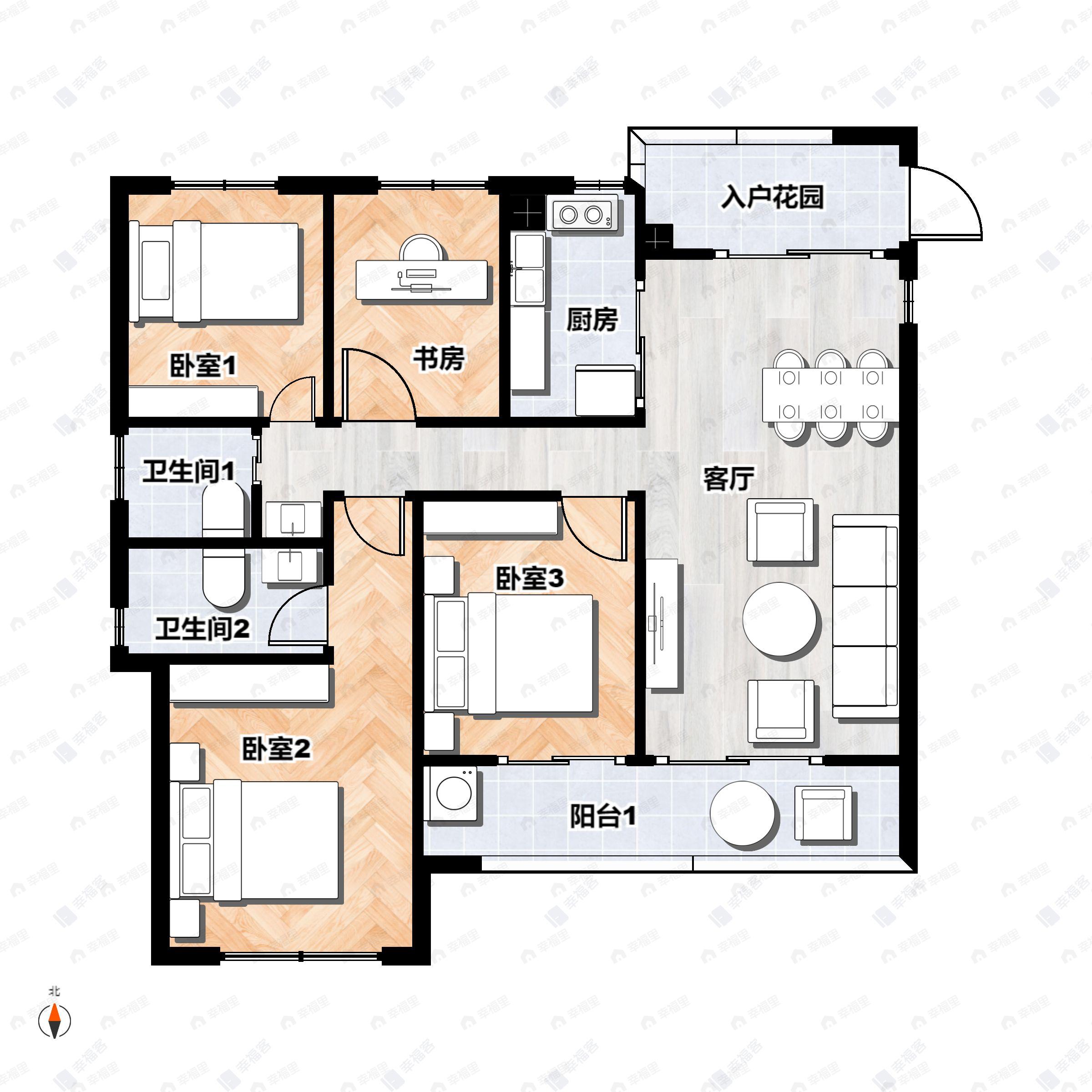 4室2厅2卫建面112平户型图