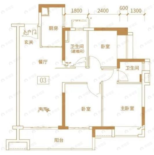 保利爱乐小镇3室2厅2卫户型图