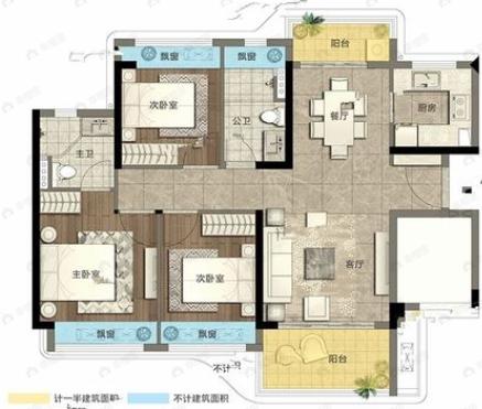 湛江华发新城3室2厅2卫户型图