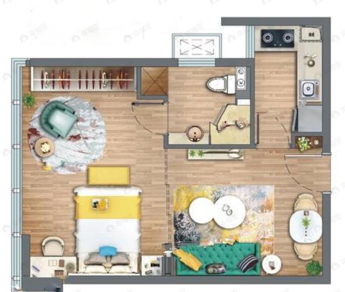 高新尊贵壹方1室1厅1卫户型图