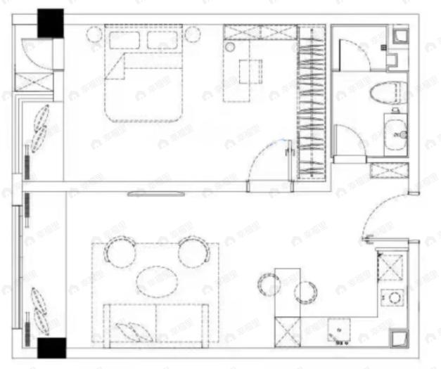 金融街融御滨江公寓1室1厅1卫户型图