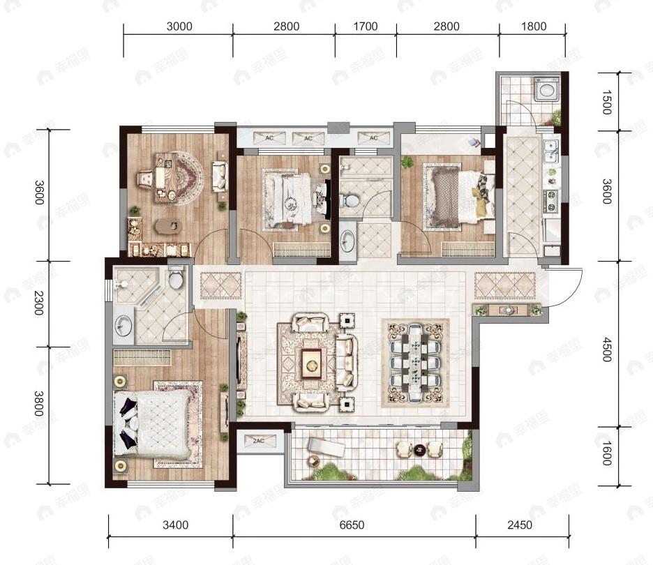 锦利锦御府二期4室2厅2卫户型图