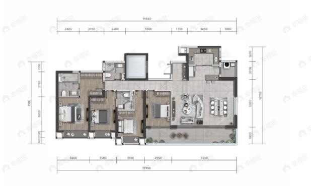 远大海灣雲錦4室2厅3卫户型图