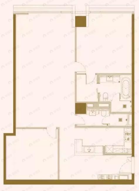 1室2厅2卫建面195平北户型图