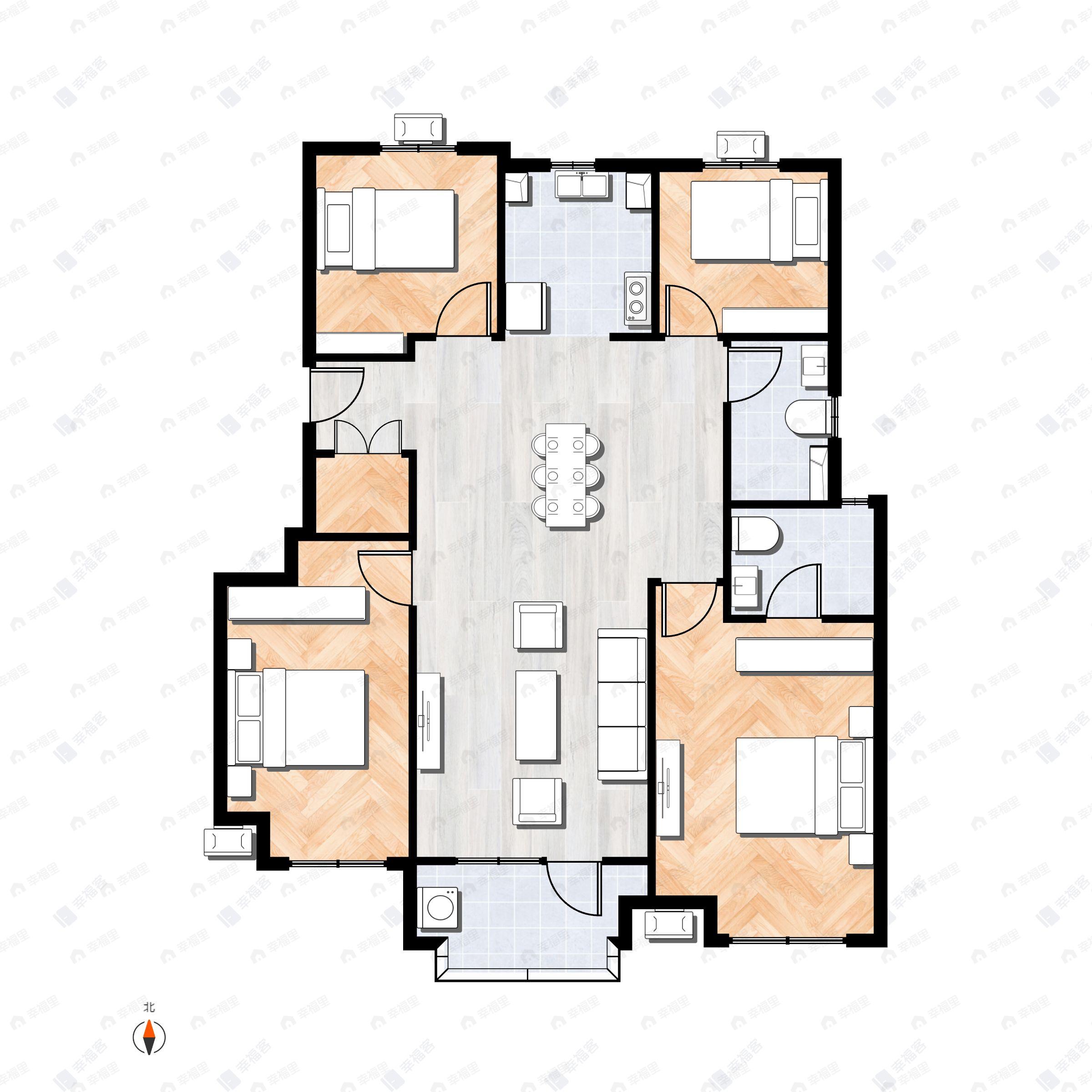 4室2厅2卫建面117平南|北户型图