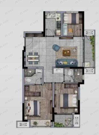 洛克公园3室2厅2卫户型图