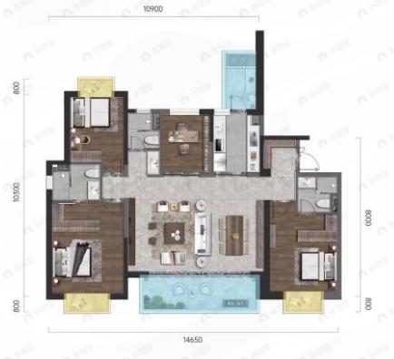 华润置地润府4室2厅3卫户型图