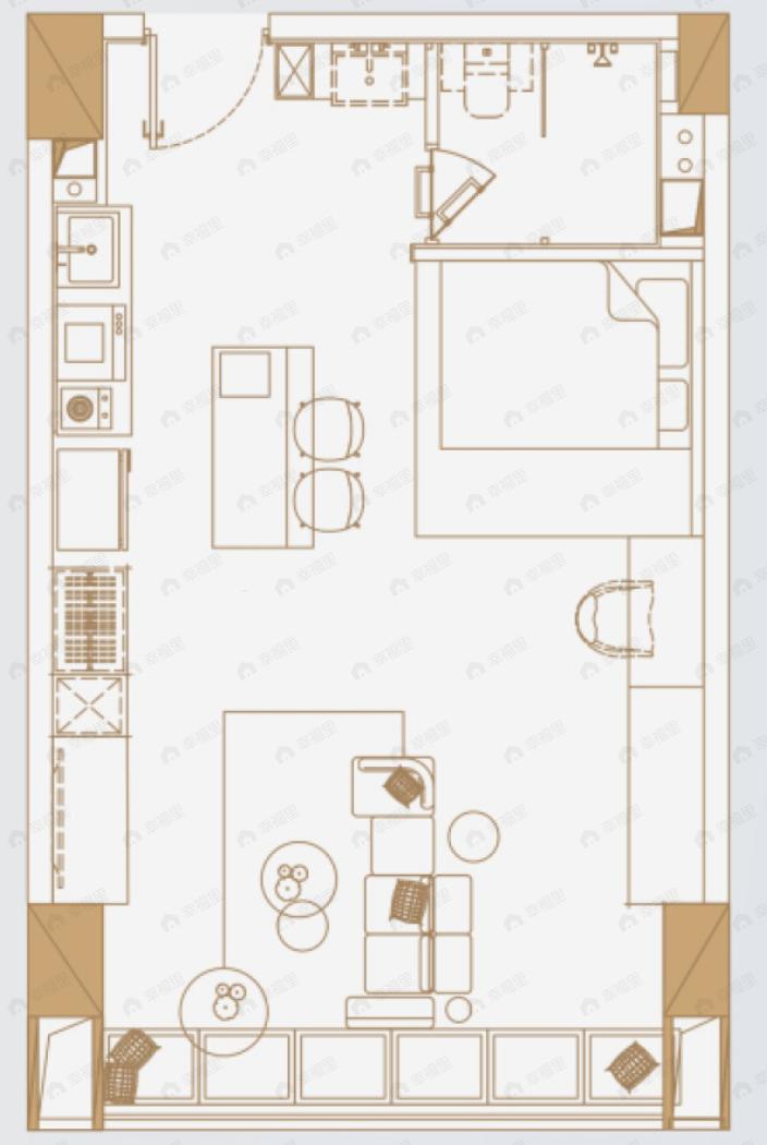 慕客天第1室1厅1卫户型图