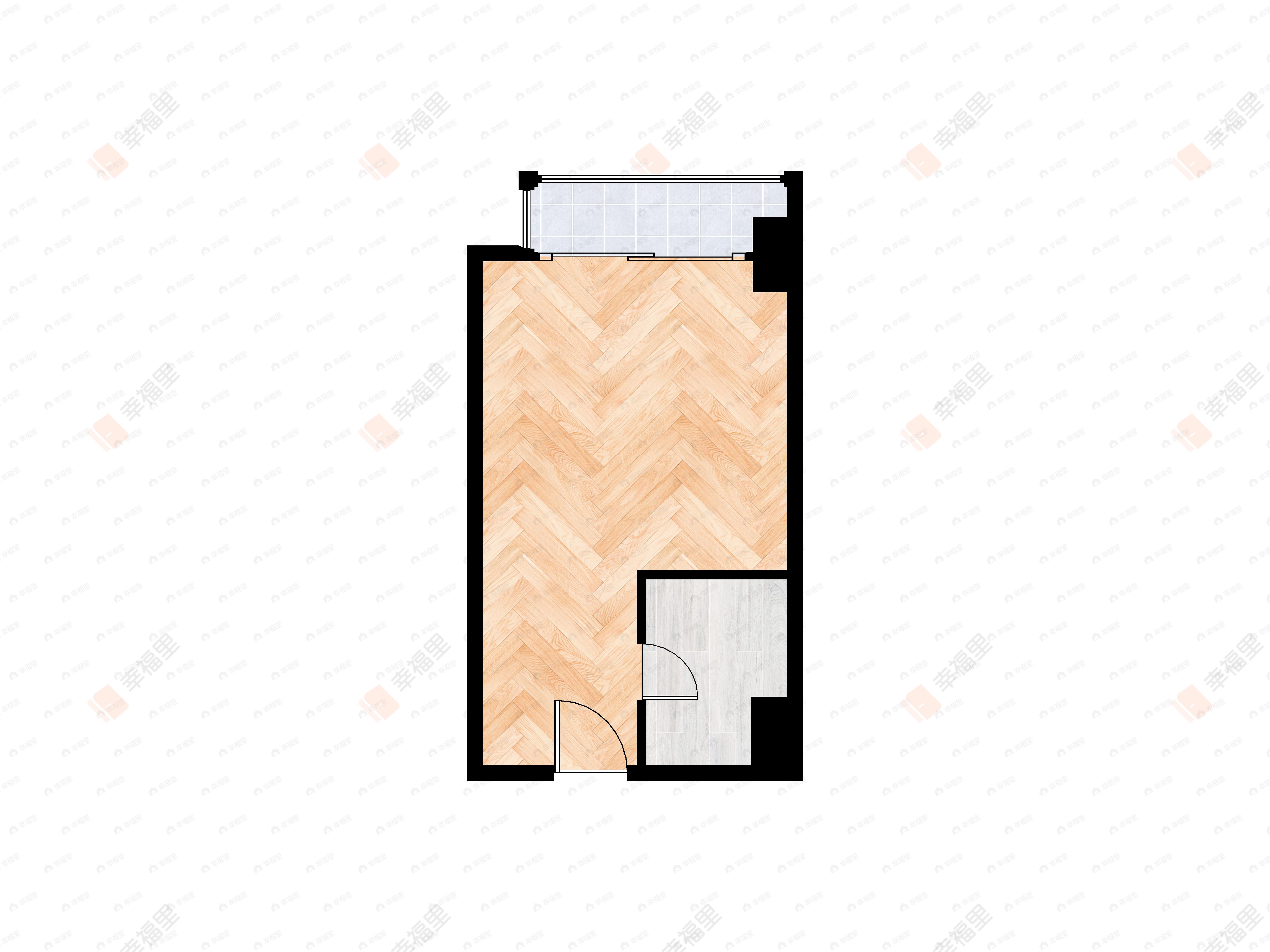 1室1厅建面46m²北|东北户型图
