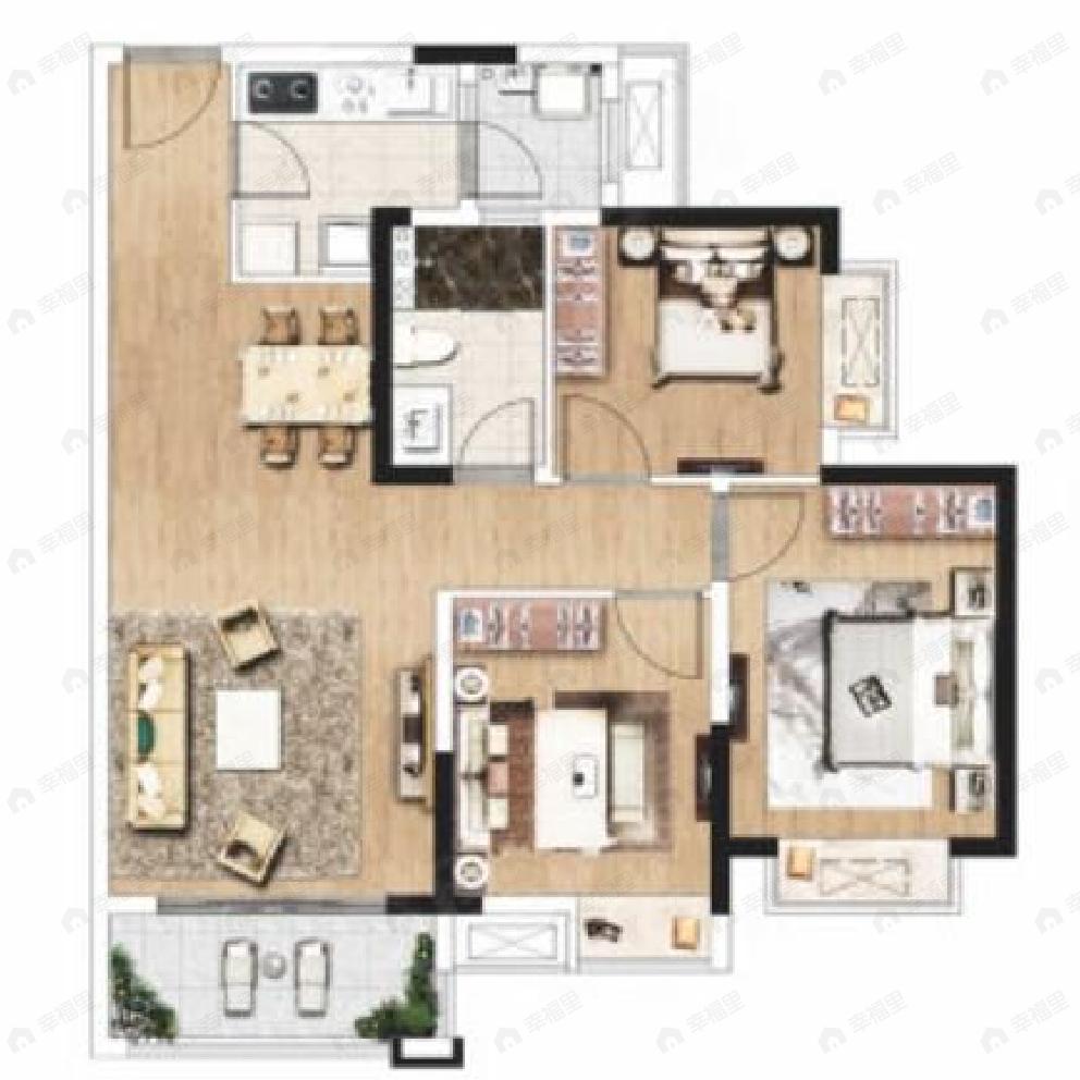 朗诗未来街区3室2厅1卫户型图