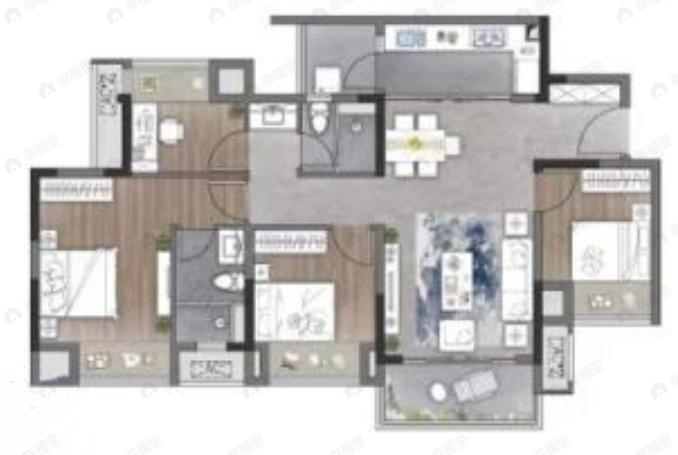 旭辉江山青林半4室2厅2卫户型图