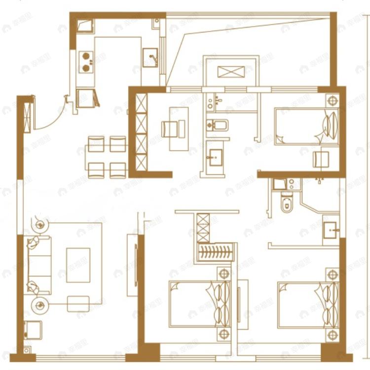 红星天铂4室2厅2卫户型图