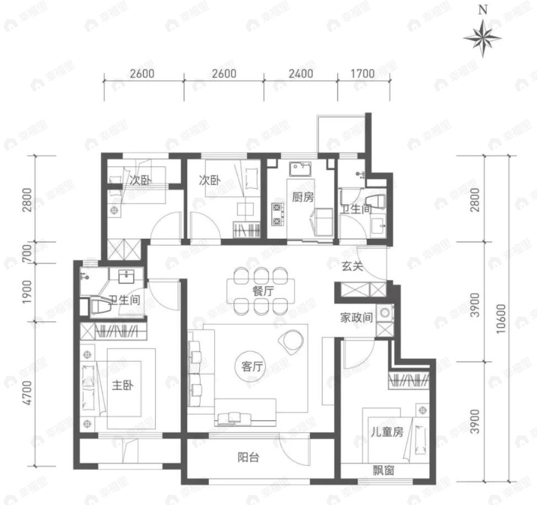 北京城建·星誉BEIJING4室2厅2卫户型图