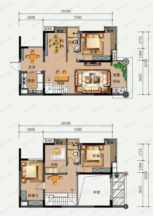 珠岛花园金湾明珠4室2厅2卫户型图